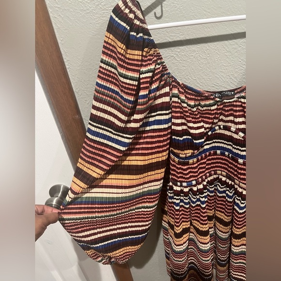 Zara Multicolor Striped Long Sleeve Dress EUC Size M Perfect Dress Puff Sleeves - Picture 4 of 5